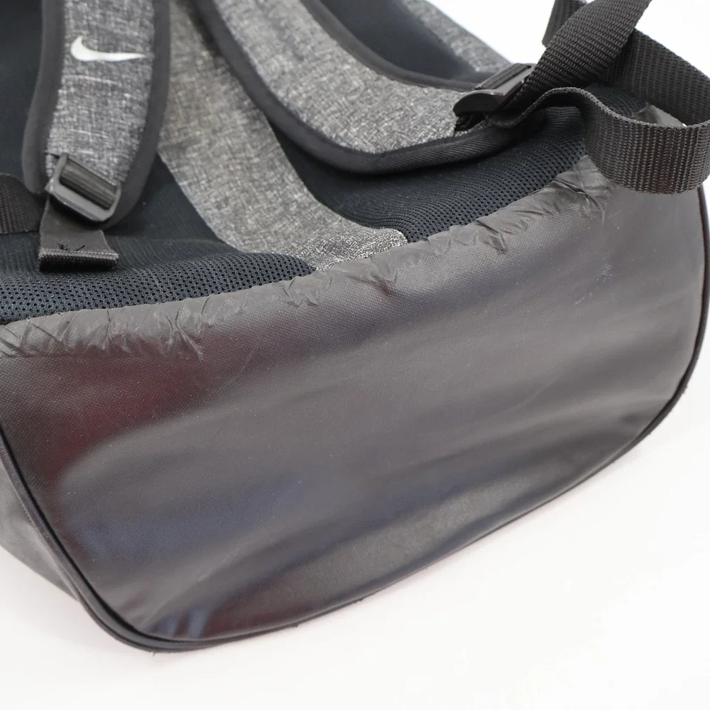 Nike‎ Roll Top Backpack Unisex OS Grey Black Heathered Swoosh Logo Buckle